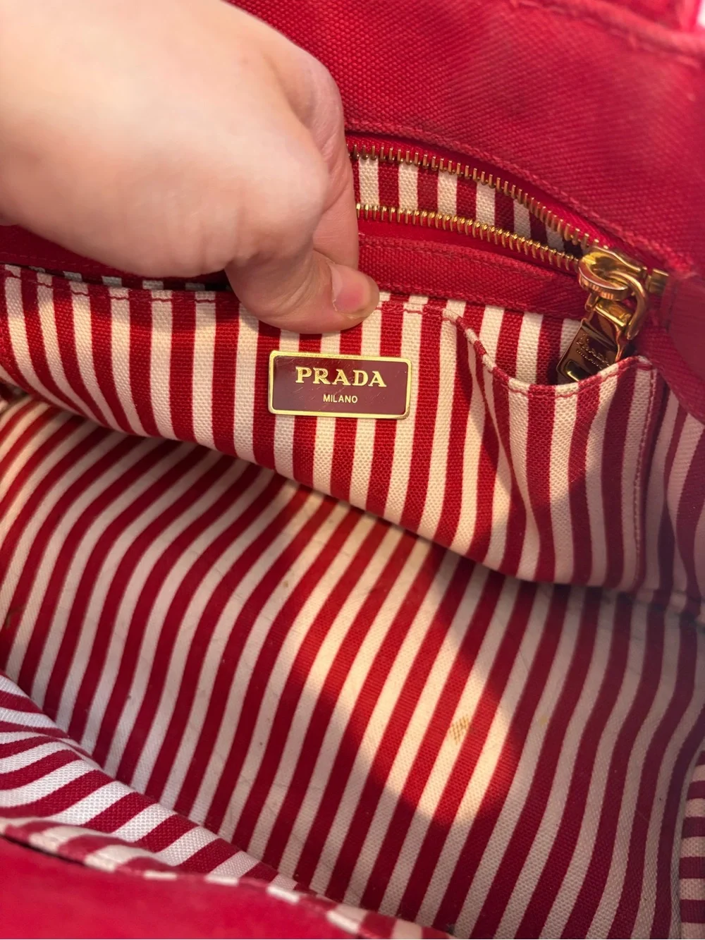 Prada Red Canapa Mini Size - Picture 8 of 10